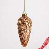 Маленькое фото 1: Украшение подвесное Шишка (стекло), Н12,5х6х6см, светло-коричневый