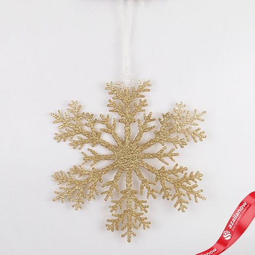 Украшение подвесное Снежинка с глиттером (пластик), 20см, шампань