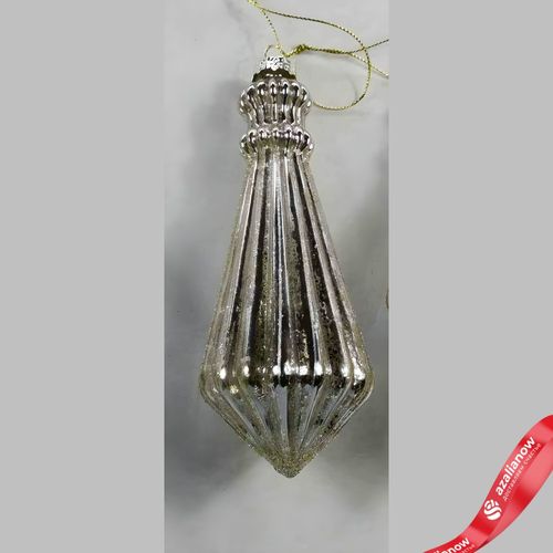 Украшение подвесное (стекло), Н16х6см, серебряный