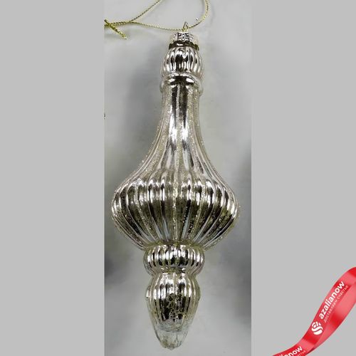 Украшение подвесное (стекло), Н17х6,5см, серебряный