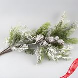 Маленькое фото 1: Ветка Кипарис с шишками заснеженная, 79см, зеленый