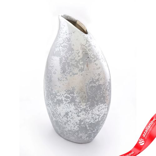 Ваза керамика, d 14 см x h 23,5 см, серебряный