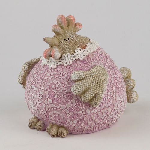 Сувенир Курица полирезин, H13,5x11x12,5см, бежевый, сиреневый