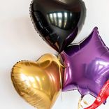 Маленькое фото 2: Композиция из 3 шаров с гелием, 2 сердца и 1 сиреневая звезда