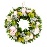 Маленькое фото 1: Венок пасхальный с яйцами, D34см, зеленый, розовый