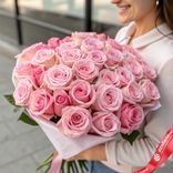 Маленькое фото 1: Букет из 35 розовых роз, Россия, В 50см