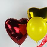 Маленькое фото 2: Композиция из 3 шаров с гелием, красный, желтый, золотой