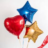 Маленькое фото 1: Композиция из 3 шаров с гелием, 1 сердце и 2 звезды