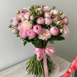 Маленькое фото 1: 35 кустовых пионовидных розовых роз 50 см, Голландия