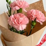 Маленькое фото 3: Букет из 3 розовых гвоздик в крафте, Диантус, Голландия