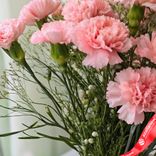 Маленькое фото 4: Букет из 11 розовых гвоздик с лентой