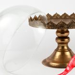 Маленькое фото 3: Блюдо на ножке с крышкой (металл/стекло), D21xH26см, золотой