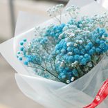 Маленькое фото 2: Букет из 5 синих гипсофил в белой пленке