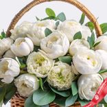 Маленькое фото 1: Корзина 20 белых пионов с эвкалиптом