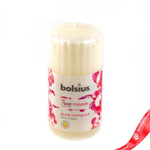 Свеча «Столбик ребристая с запахом Pure Romance», 33 часа, H 12 см x D 6 см, белый