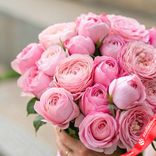 Маленькое фото 2: Букет из 23 пионовидных розовых роз, 50 см, Эквадор