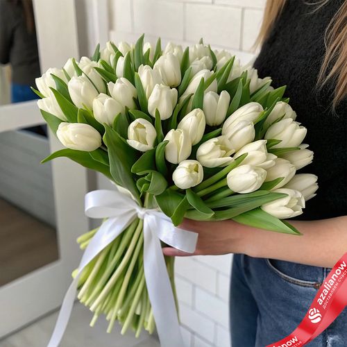 51 белый тюльпан с лентой, Россия