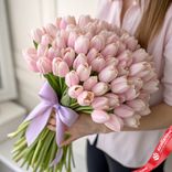Маленькое фото 1: 101 жемчужный нежно розовый тюльпан, Россия