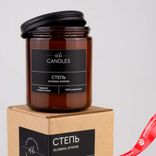Маленькое фото 3: Свеча в банке с крышкой ароматическая «Степь» (соевый воск), H9,5xD7,5см, коричневый