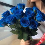 Маленькое фото 3: Букет из 11 синих роз 50 см, Россия
