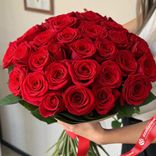 Маленькое фото 2: Акция! 51 премиальная красная роза 50 см, Россия