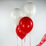 Маленькое фото 1: Композиция из 4 шаров с гелием, 30 см, красный, белый