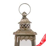 Маленькое фото 5: Фонарь серебряный (металл/стекло), 15,5х15,5хH32см