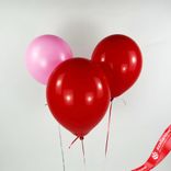Маленькое фото 1: Композиция из 3 шаров с гелием, 30 см, красный, розовый