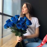Маленькое фото 1: Букет из 11 синих роз 50 см, Россия