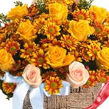 Маленькое фото 5: Акция! Букет из желтых роз и хризантем «Солнечная Палома»