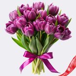 Маленькое фото 1: Букет из 17 фиолетовых пионовидных тюльпанов