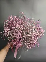 Фото флориста 6: Букет из 5 розовых гипсофил с розовой лентой