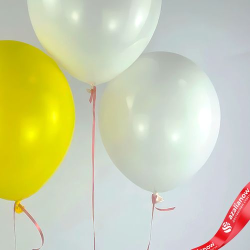 Фото 3: Композиция из 3 шаров с гелием, 30 см, белый, желтый