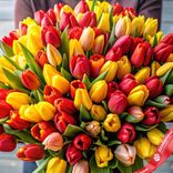 Маленькое фото 2: Букет из 400 красно-желтых тюльпанов, Россия