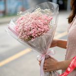 Маленькое фото 1: Букет из 7 розовых гипсофил в пленке