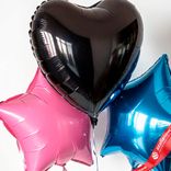 Маленькое фото 2: Композиция из 3 шаров с гелием, 1 черное сердце и 2 звезды