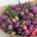 Маленькое фото 2: Букет из 60 фиолетовых пионовидных тюльпанов в крафте, Голландия