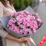 Маленькое фото 1: Букет из 19 розовых флоксов в серой пленке