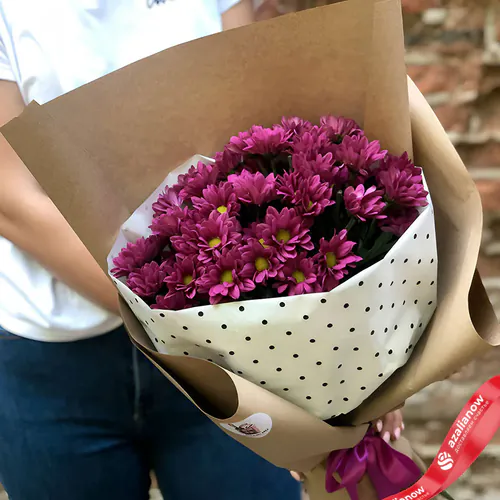 Букет из 9 светло-фиолетовых хризантем «Учение свет»