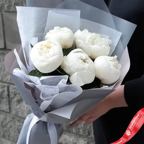 Букет из 5 белых пионов «Пломбир»