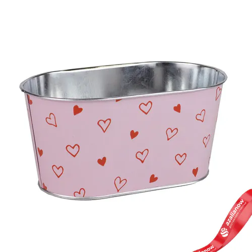 Горшок (Кашпо) с сердцами Металл D 19,5 x 11,5 см H 10 см Розовый